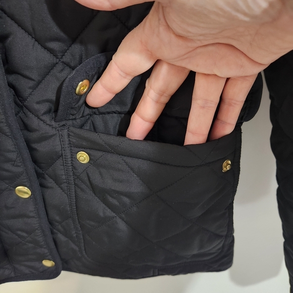 JCrew Black Quilted Jacket with Gold Accents, Size XS - Picture 3 of 11